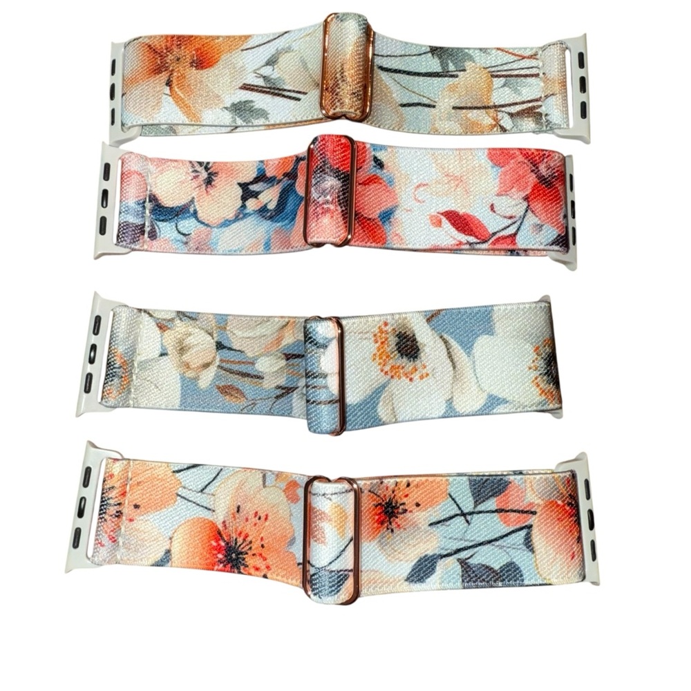 iWatch Strap Band Set Of 4 Floral Design Nylon Bands 38mm/40mm/41mm/42 New Read